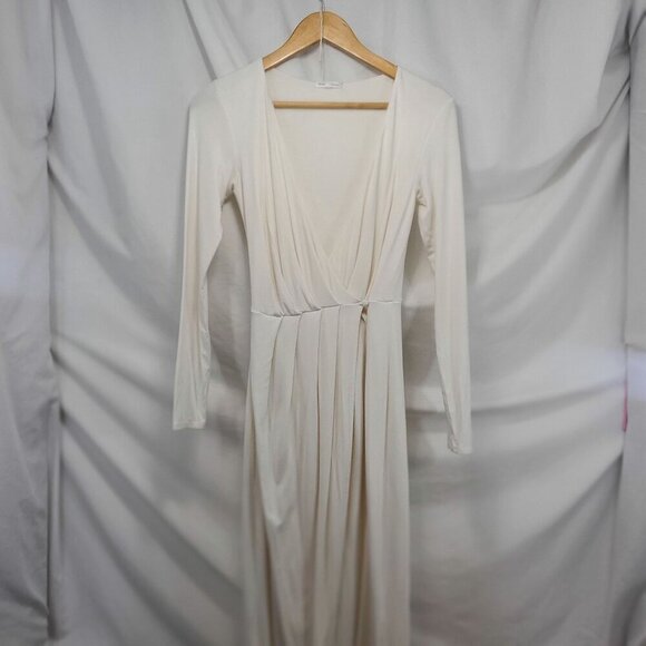 Good American GDK0038 White Long Sleeve Wrap Dress Midi Length SZ 1 (C-9) - Picture 1 of 11